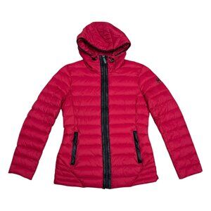 MICHAEL KORS DOWN FILL Packable Red Winter Puffer Parka Jacket Coat Womens Small